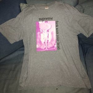 Supreme Mens Tee Grey XL 'Fuck With Your Head'